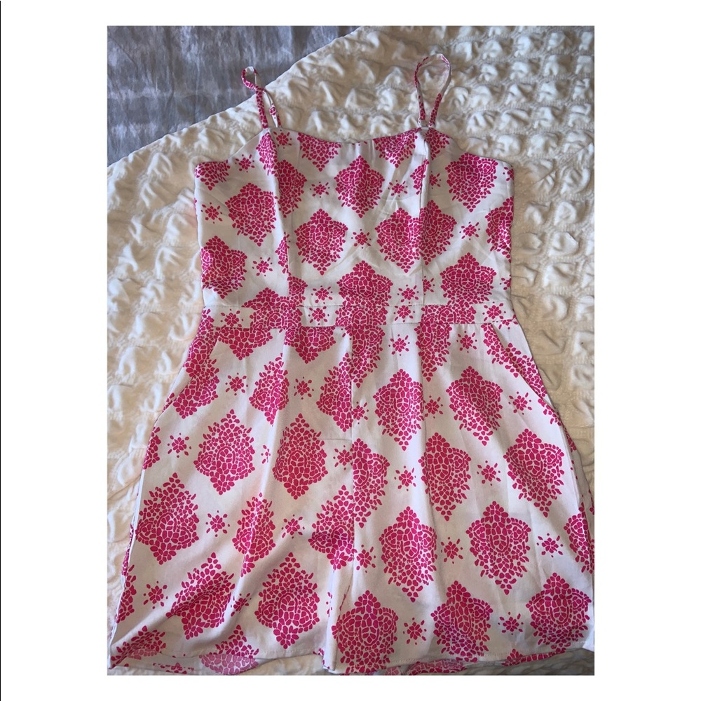 Pink and white floral romper